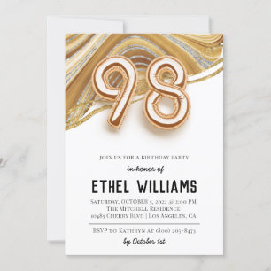 98e anniversaire de fête Invitation