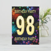 98e anniversaire Fête Invitation Fireworks Bulles (Debout devant)