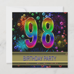 98e fête d'anniversaire Invitation avec bulles