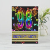 98e fête d'anniversaire Invitation avec bulles (Debout devant)