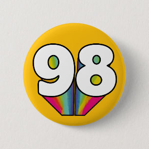 98e verjaardag 98 jaar oud feest ronde button 5,7 cm