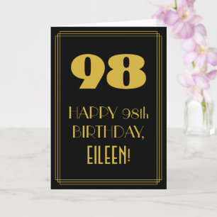 98e verjaardag ~ Art Deco Geïnspireerd Look "98" & Kaart
