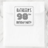 98e verjaardag: Art Deco Style + aangepaste naam Vierkante Sticker (Tas)