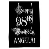 98e verjaardag: Fancy, elegant script + aangepaste Medium Cadeauzakje (Achterkant)