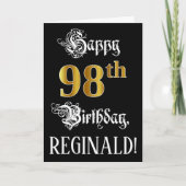 98e verjaardag — Fancy script; Faux Gold Kijk; naa Kaart (Voorkant)