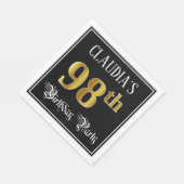 98e verjaardag — Fancy script, Faux Gold look Servet (Hoek)