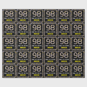 98e verjaardag: Floral Flowers Number, Custom Name Cadeaupapier