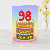 98e verjaardag — Fun Cake & Candles, w/ Eigen naam Kaart (Gele Bloem)