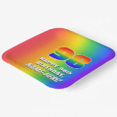 98e verjaardag: kleurrijk, vun regenboogpatroon # papieren bordje (Gebogen)