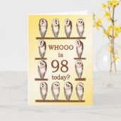98e verjaardag, nieuwsgierige uilen kaart (Gele Bloem)