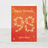 98e verjaardag - Star-nummers - rood - 98-jarige l Kaart (Voorkant)