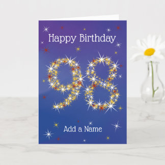 98e verjaardag - sterren - Blauw - Leeftijd 98-kaa Kaart