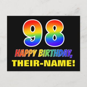 98e verjaardag: Vet, Vun, Eenvoudig, Regenboog 98 Briefkaart
