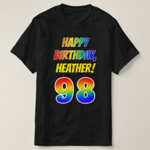 98e verjaardag — Vet, vun, regenboog 98, aangepa T-shirt