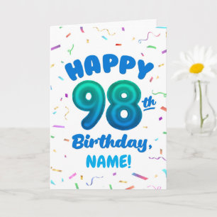 98ste ballon nummer aangepaste naam verjaardagskaa kaart