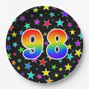 98ste evenement: Vet, Fun, kleurrijke regenboog 98 Papieren Bordje