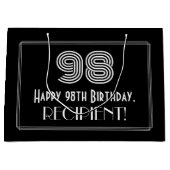 98ste verjaardag — Art Deco Geïnspireerd als "98"  Groot Cadeauzakje (Voorkant)