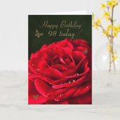 98ste verjaardag Kaart met een rode roos (Gele Bloem)