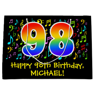 98ste verjaardag - Kleurrijke muzieksymbolen, Rain Groot Cadeauzakje