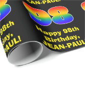 98ste verjaardag: Leuke, kleurrijke regenboog geïn Cadeaupapier (Rol Hoek)