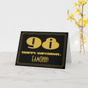 98ste verjaardag: Naam + Kunstdeco Geïnspireerde l Kaart