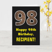 98ste verjaardag: Naam, Nep-houtnerfpatroon "98" Kaart (Gele Bloem)