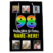 98ste verjaardag: Regenboog "98", Aangepaste foto' Medium Cadeauzakje (Voorkant)