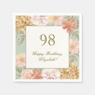 98ste Verjaardag Servet Herfst Kleur Bloem Sage