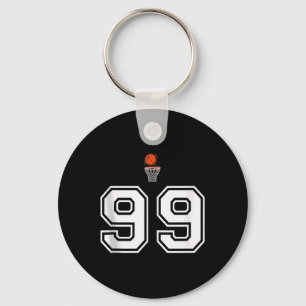 99 Aantal Basketbal Stijl Witte Tanktop Sleutelhanger