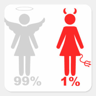 99% Angel 1% duivelvrouw Vierkante Sticker