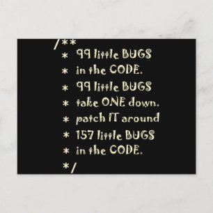 99 bugs in Code Software Funny Engineer Tester Feestdagenkaart