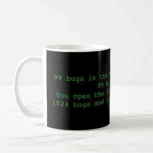 99 bugs in de code, grappige programmeur mok