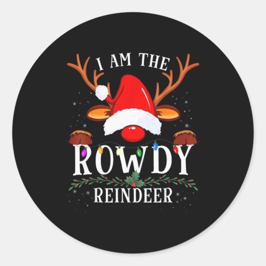 99 Christmas Reindeer Costume Party - I Am The Row Ronde Sticker (Voorkant)