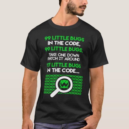 99 kleine buikjes in de Code Funny Gezegde Coder I T-shirt (Voorkant)