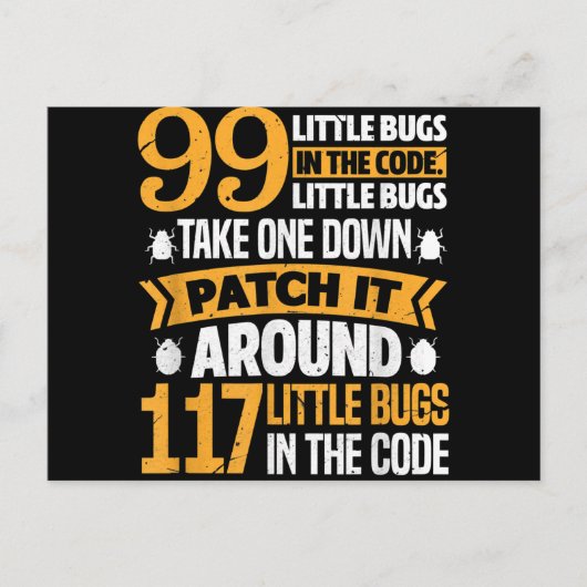 99 kleine buisjes in codepad Het 117 bugs-programm Uitnodiging Briefkaart (Voorkant)