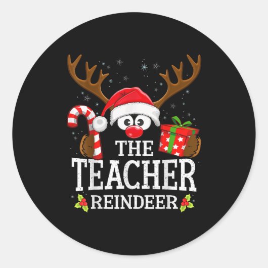99 Matching Christmas Reindeer Squad Uni-adults Ch Ronde Sticker (Voorkant)