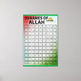 99 NAMEN VAN ALLAH CANVAS AFDRUK