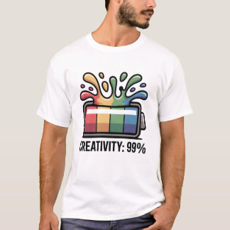99 procent creativiteit batterij spetterende grapp t-shirt