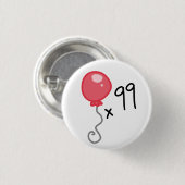 99 rode ballonnen ronde button 3,2 cm (Voorkant /achterkant)