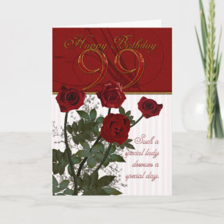 99e Anniversaire Carte avec Rose
