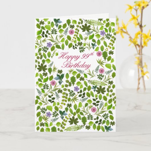 99e anniversaire Carte Feuille éparpillée (Fleur jaune)