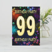 99e anniversaire de fête Invitation feux d'artific (Debout devant)