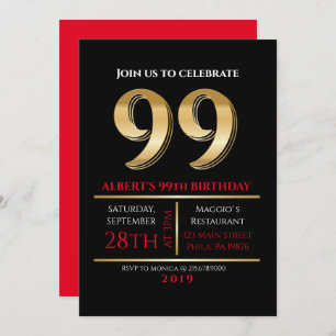 99e anniversaire Gold Black Party Invitation