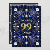 99e anniversaire invitation de fête avec des masse (Devant / Derrière)