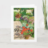 99e carte d'anniversaire - Geraniums rouges (Devant)