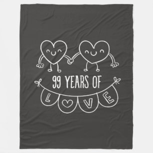 99e Jubileum Gift Chalk Hearts Fleece Deken