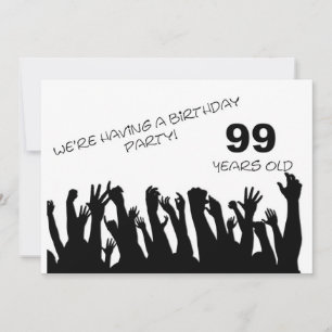 99e partijuitnodiging met vrolijke menigte kaart
