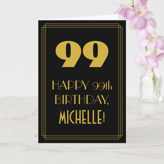 99e verjaardag ~ Art Deco geïnspireerde look "99" Kaart (Orchidee)