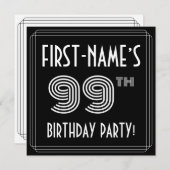 99e verjaardag: Art Deco Style met aangepaste naam Kaart (Voorkant / Achterkant)