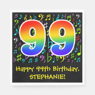 99e verjaardag - Colorful Music Symbols, Rainbow 9 Servet